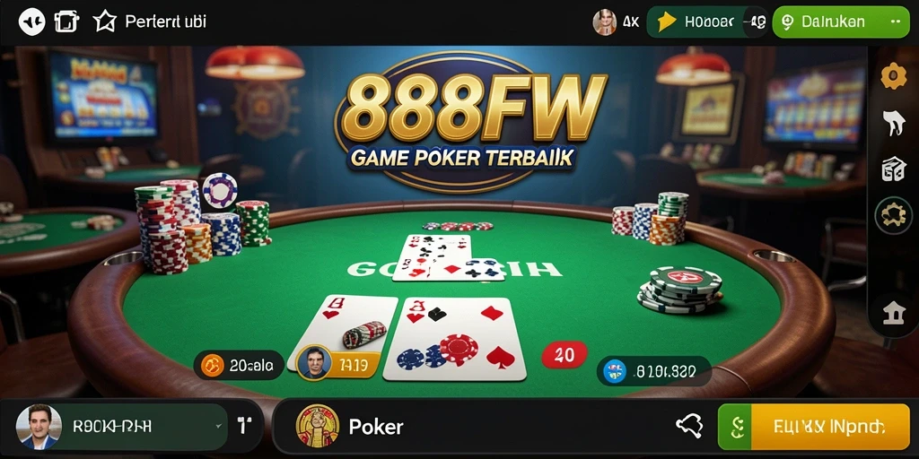 Antarmuka permainan Poker 888FW yang menarik dan mudah digunakan.