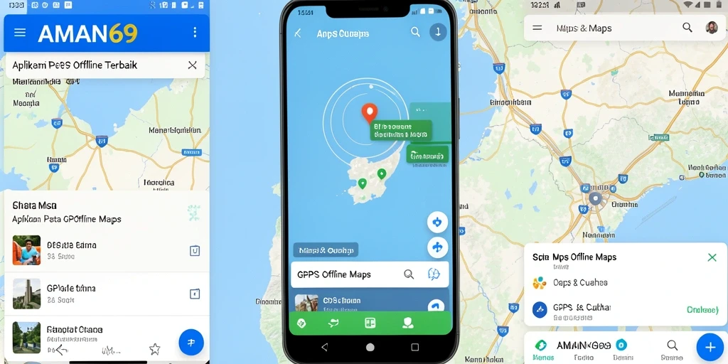 Tampilan antarmuka AMAN69 dengan peta GPS Offline.