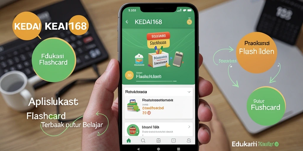 Antarmuka KEDAI168 yang menarik dan interaktif untuk belajar Flashcard.