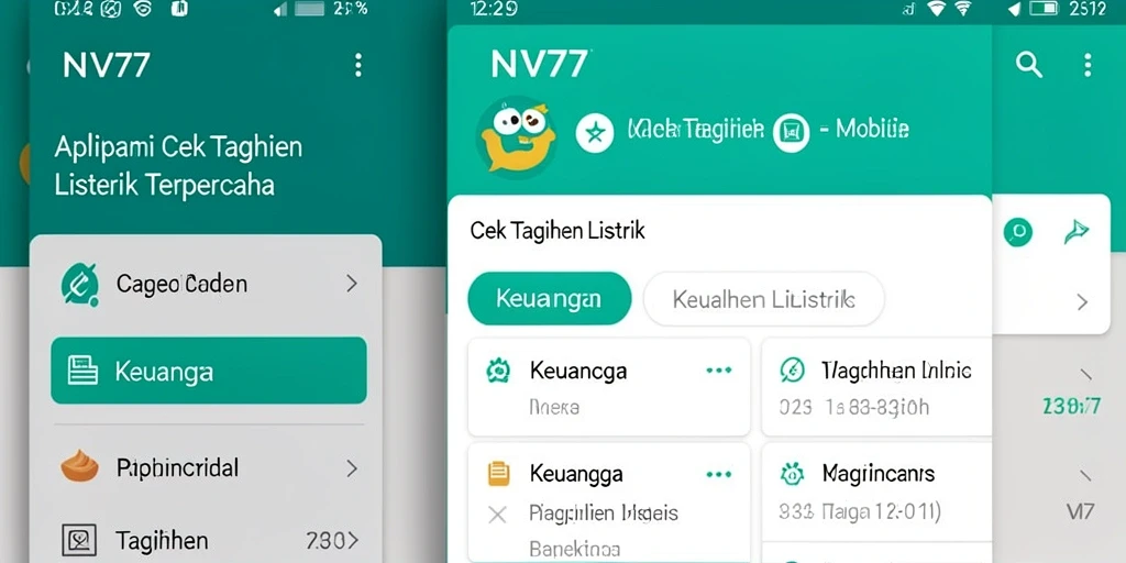 Antarmuka aplikasi NV77 untuk Cek Tagihan Listrik yang mudah digunakan.